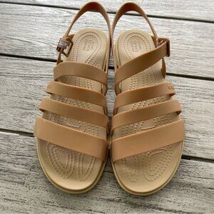 CROCS Tulum Tan Strap Comfort Sandals With Buckle Womens Size 8